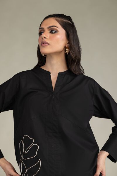 Embroidered | Poplin | Black Poplin Shirt | USD 35.00