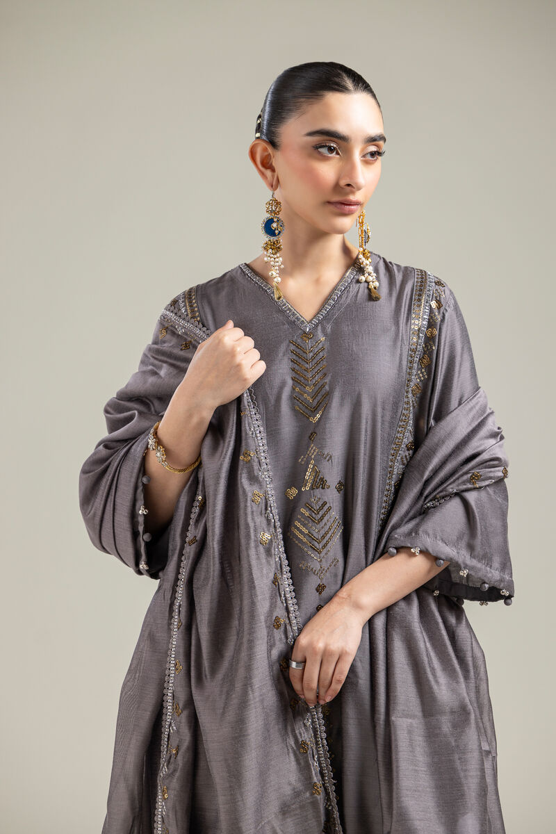 Cotton Net | Gray Cotton Dupatta | USD 35.00