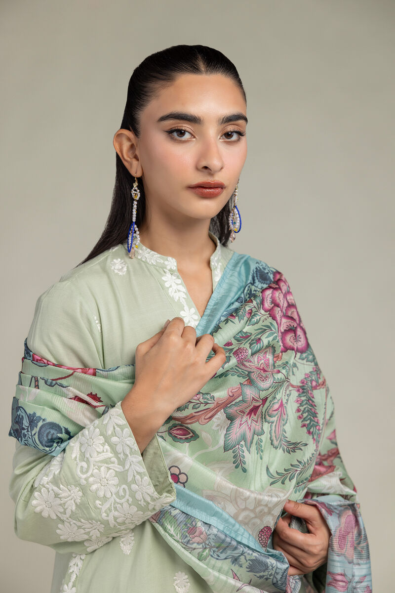 Embroidered  | Polyester Silk | Silk Floral Dupatta | USD 30.00