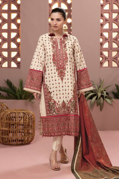 Dull Raw Silk | Embroidered | Tailored 3 Piece | USD 70.00