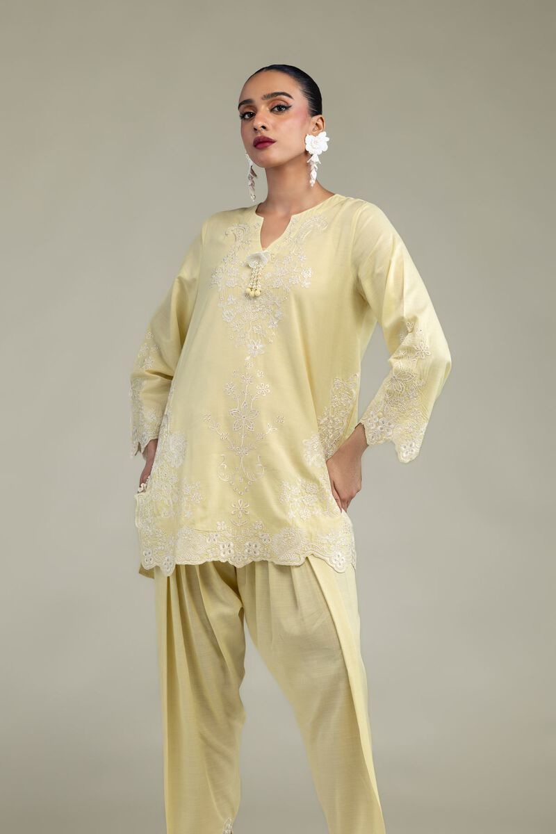 Embroidered | Raw Silk | Silk V-Neck Kurta | USD 60.00