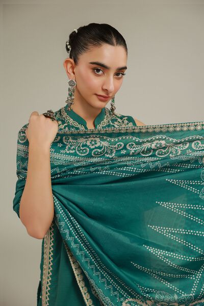 Embroidered | Polyester Silk | Geometric Draped Dupatta | USD 40.00