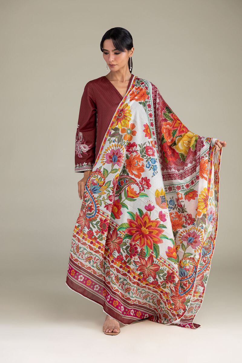 Embroidered | Lawn | Floral Lawn Dupatta | USD 35.00