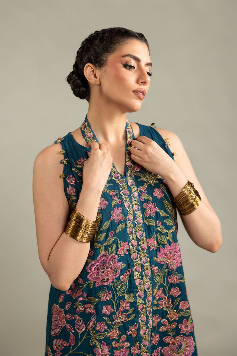 Embroidered | Raw Silk | Sleeveless 2-Piece Co-ord | USD 125.00