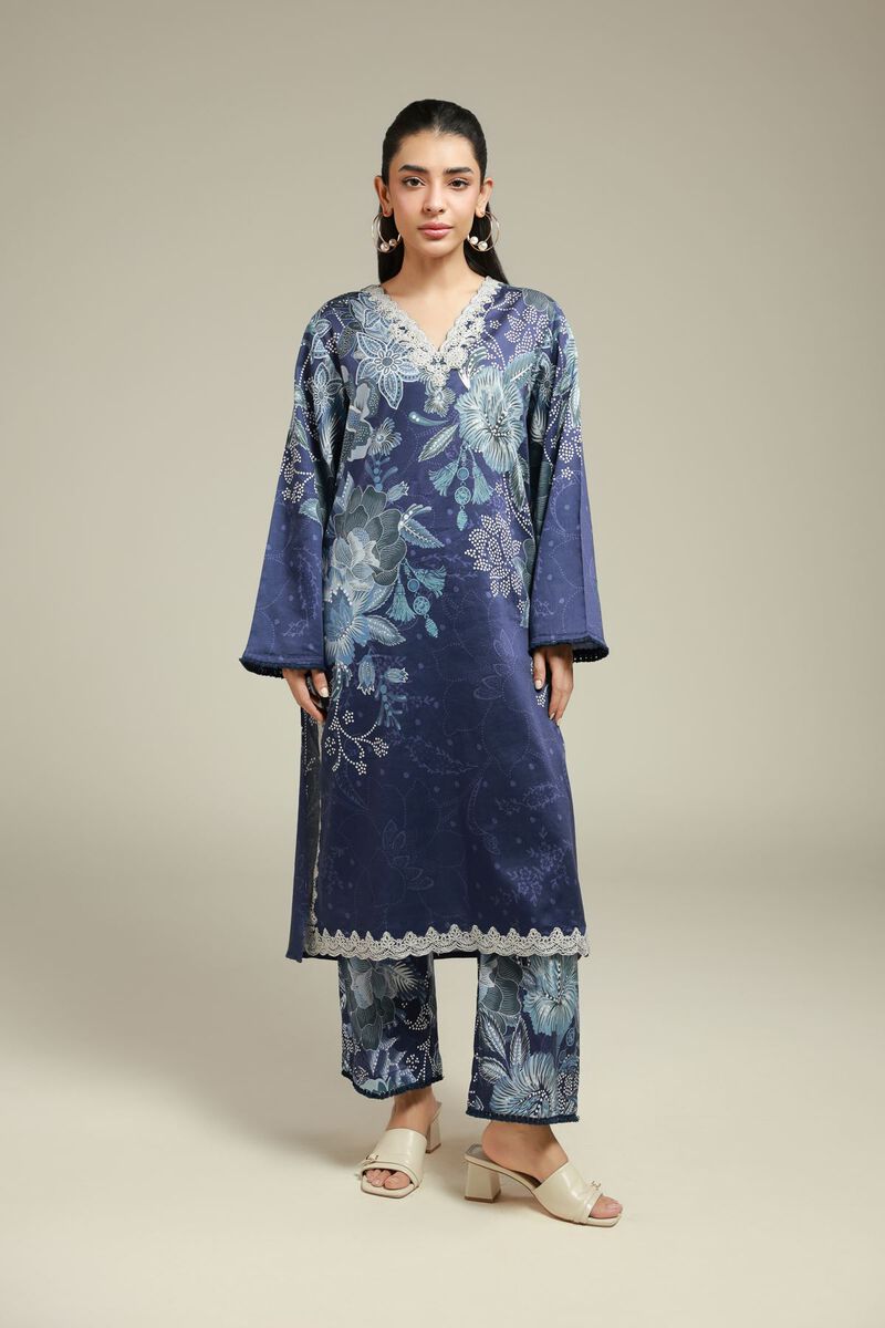 Embroidered | Satin | Tailored 2 Piece | Top and Bottom | USD 60.00