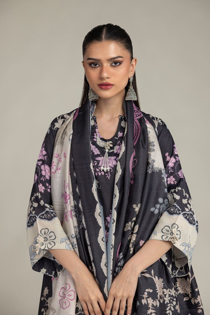 Embroidered | Polyester Silk | Black Floral Dupatta | USD 30.00