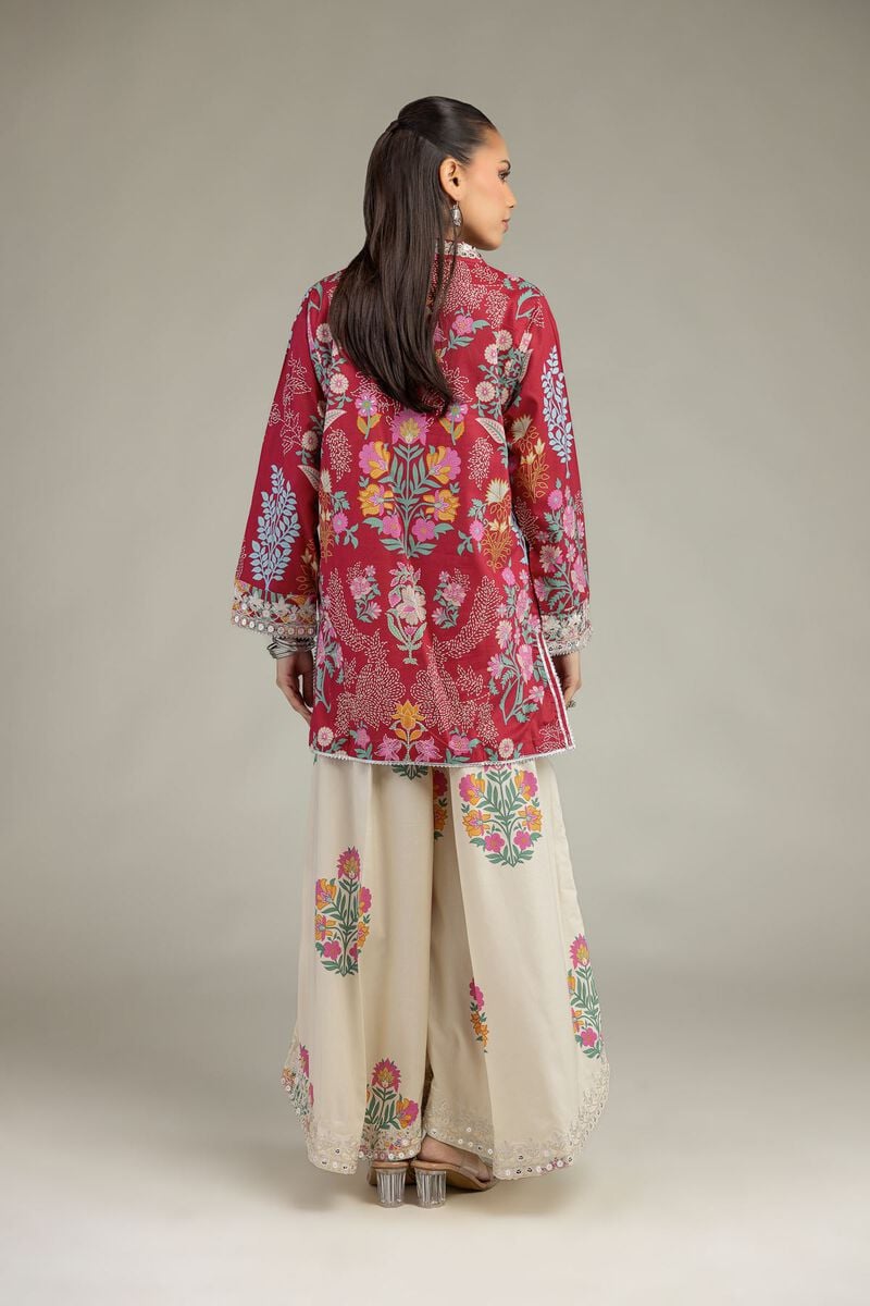 Embroidered | Cotton Viscose | Floral Red Kurta | USD 45.00