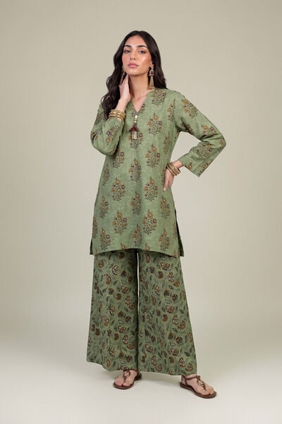Printed | Light Khaddar | Floral Green Pants | USD 30.00