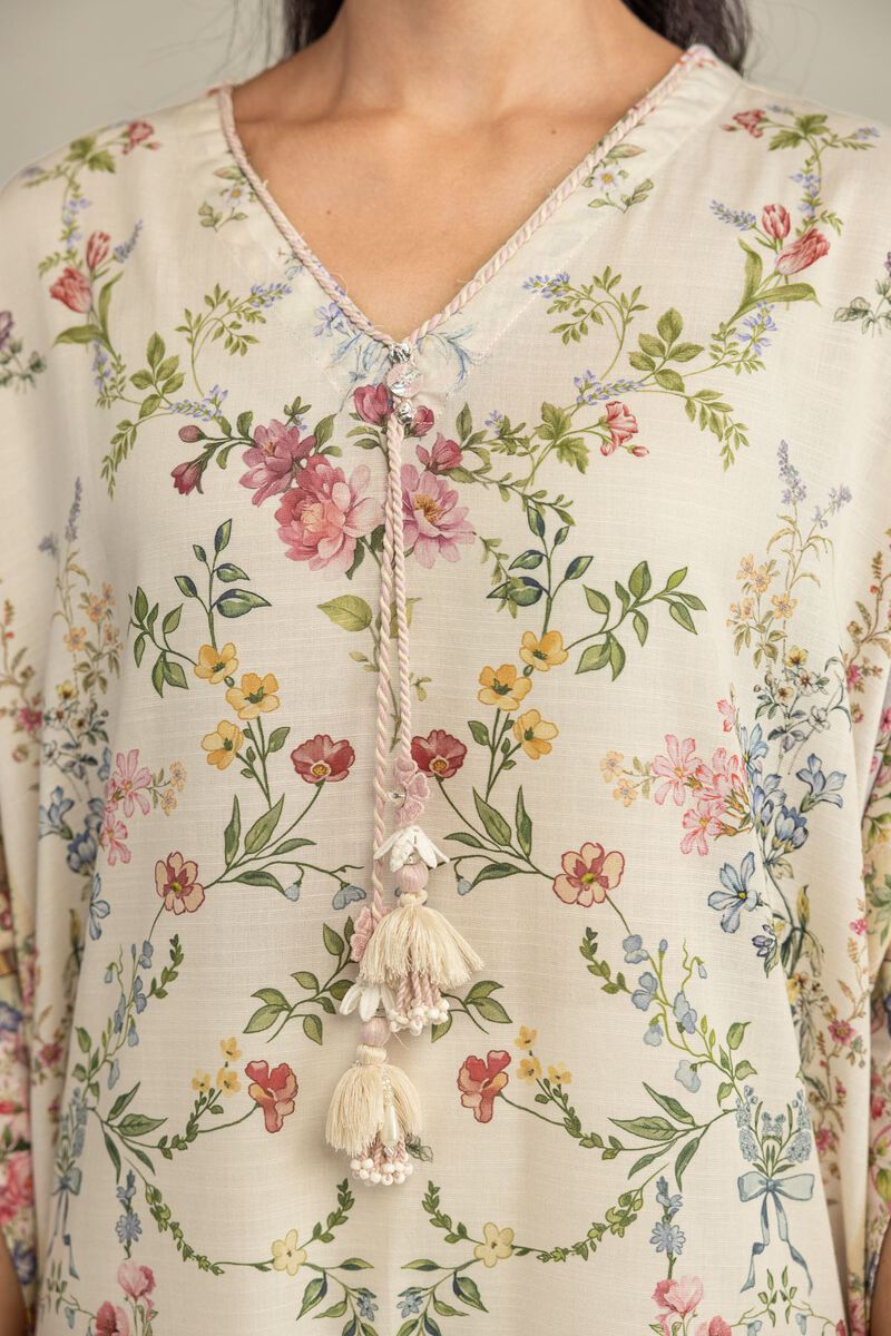 Printed | Raw Silk | Floral Longline Kurta | USD 40.00