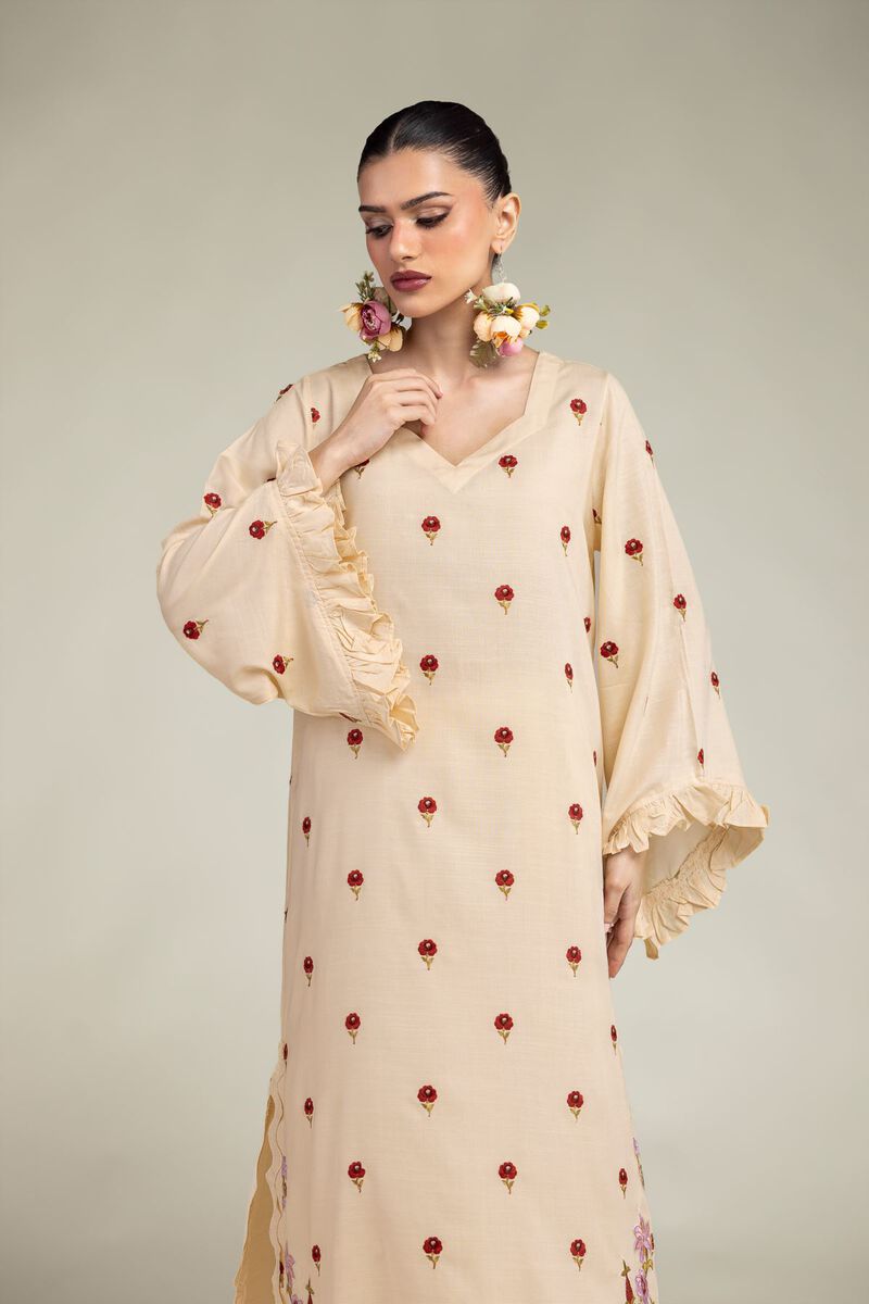 Embroidered | Raw Silk | Floral Silk Kurta | USD 55.00