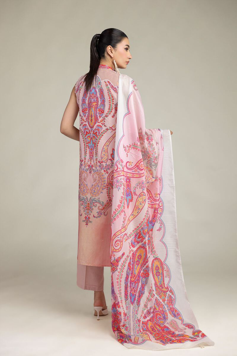Embroidered | Polyester Silk | Pink Floral Dupatta | USD 30.00