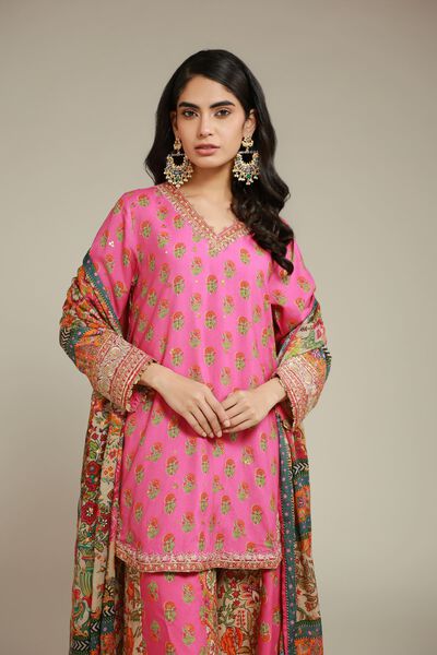 Embroidered | Raw Silk | 3 Piece Co-ord Set | USD 145.00