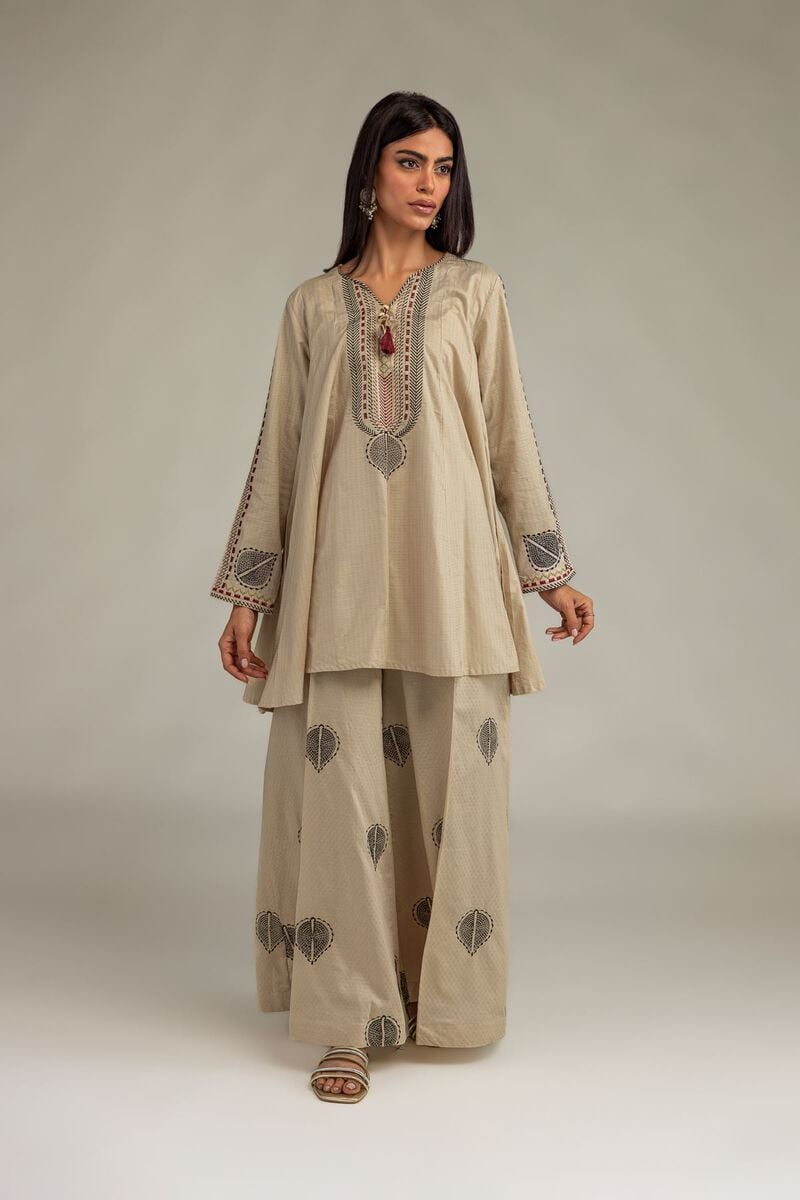Embroidered | Cotton Dobby | Beige Cotton Kurta | USD 40.00