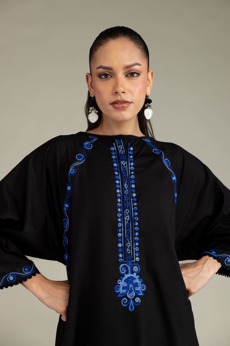 Embroidered | Cambric | Black Cambric Kurta | USD 40.00