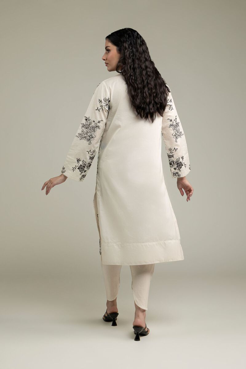 Embroidered | Cambric | Floral Longline Kurta | USD 40.00
