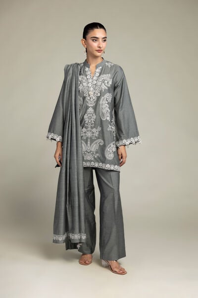 Raw Silk | Gray Silk Kurta | USD 65.00