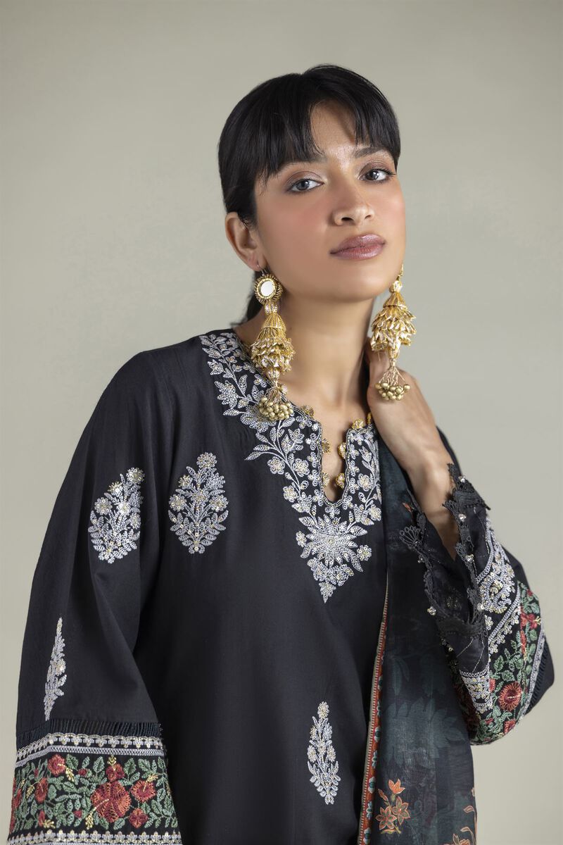 Embroidered | Cambric | Black Tailored Set | USD 80.00