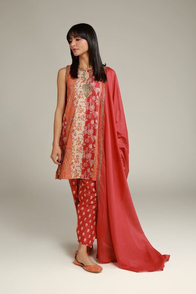 Embroidered | Cambric | Floral Red Shalwar | USD 25.00