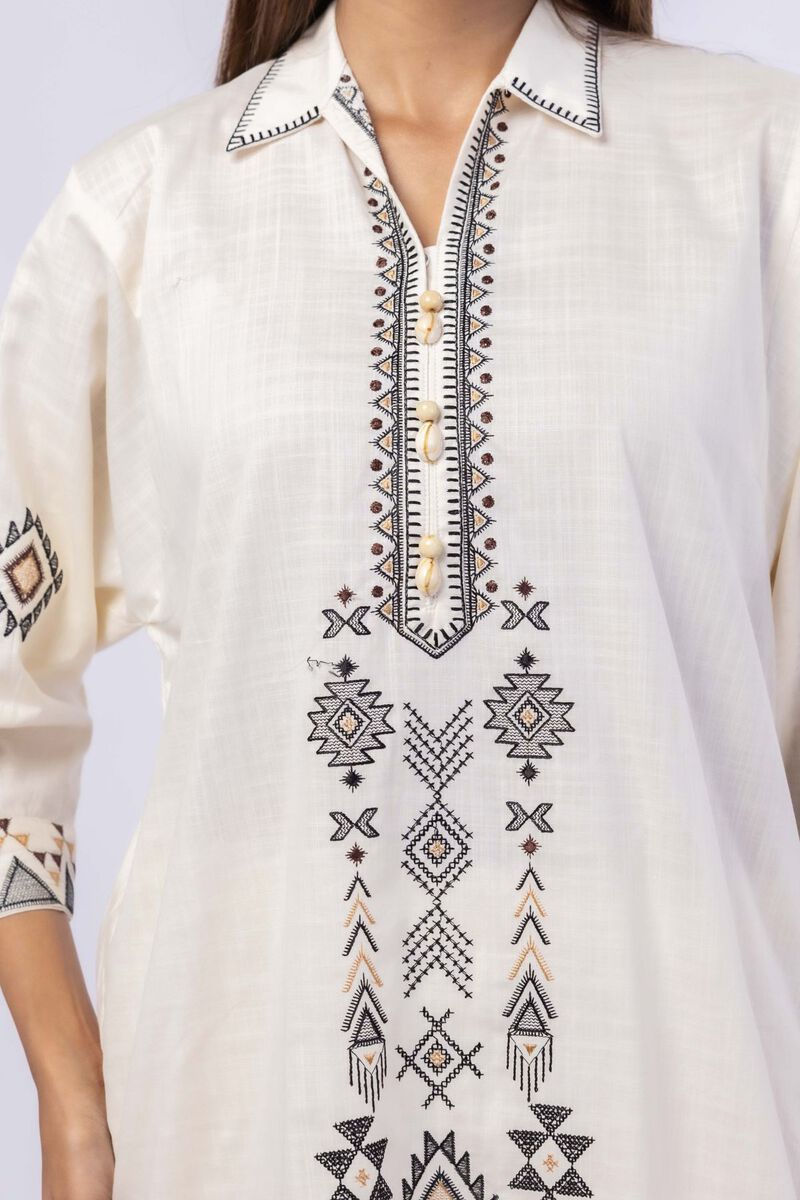 Embroidered | Crosshatch Poplin | Kurta | USD 12.50