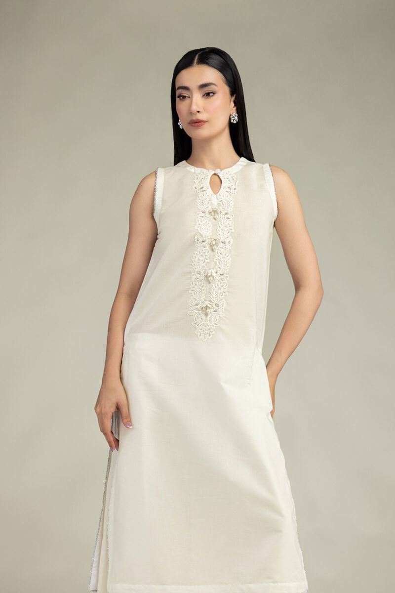 Embroidered | Mesuri | Short Sleeveless Kurta | USD 35.00