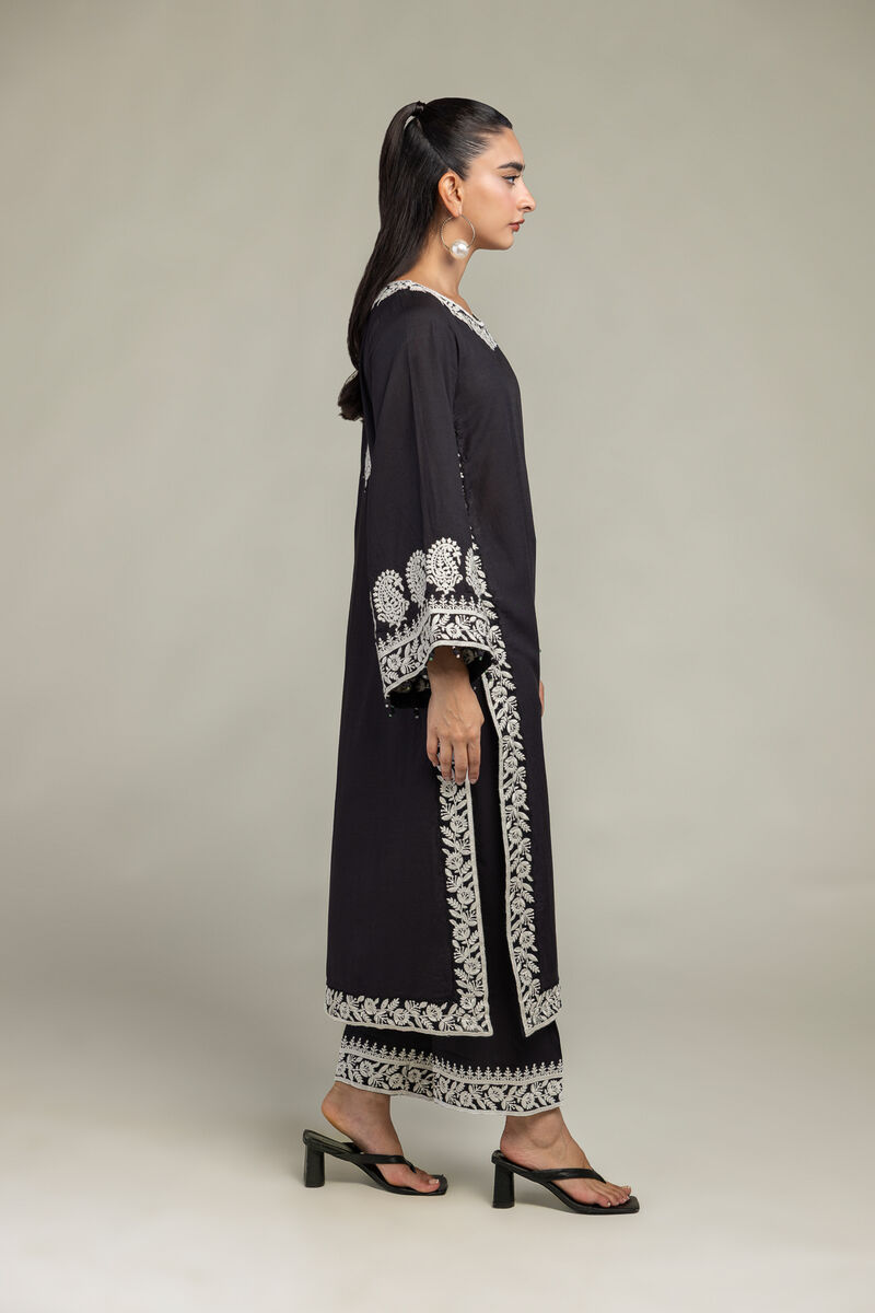Embroidered | Raw Silk | Black Silk Pants | USD 30.00