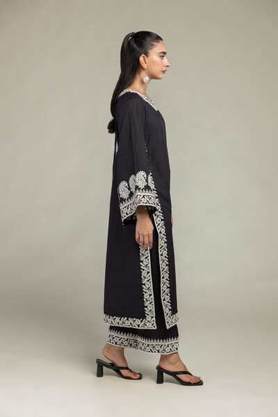 Embroidered | Raw Silk | Black Silk Pants | USD 30.00