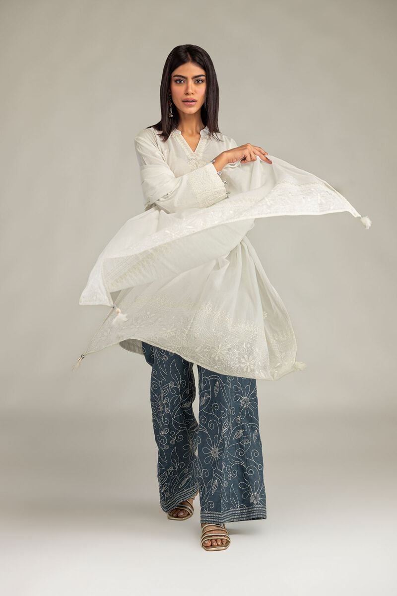 Embroidered | Lawn | White Lawn Dupatta | USD 35.00