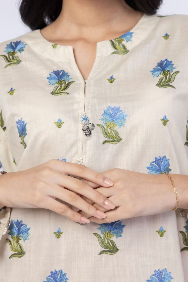 Embroidered | Crosshatch Poplin | Kurta | USD 17.50