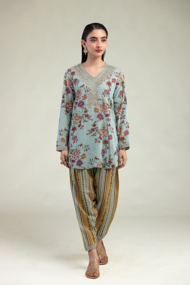 Embroidered | Raw Silk | Floral Silk Kurta | USD 40.00