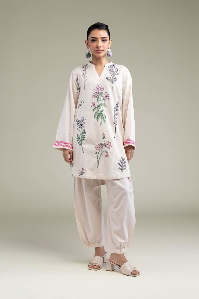 Embroidered | Cotton Dobby | Floral Cotton Kurta | USD 40.00