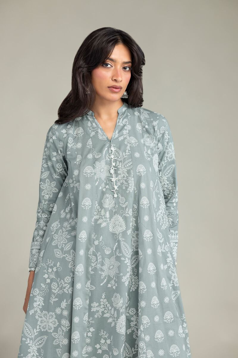 Cambric | Gray Longline Kurta | USD 45.00
