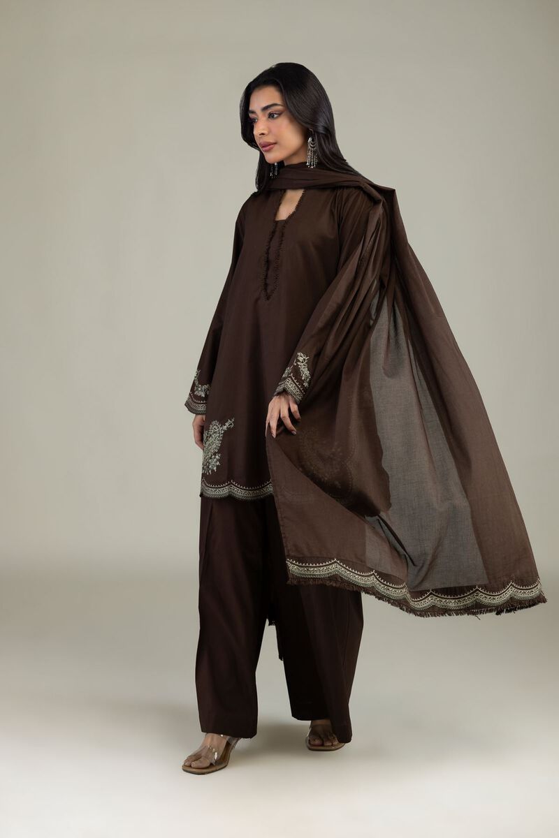 Embroidered | Lawn | Brown Lawn Dupatta | USD 35.00