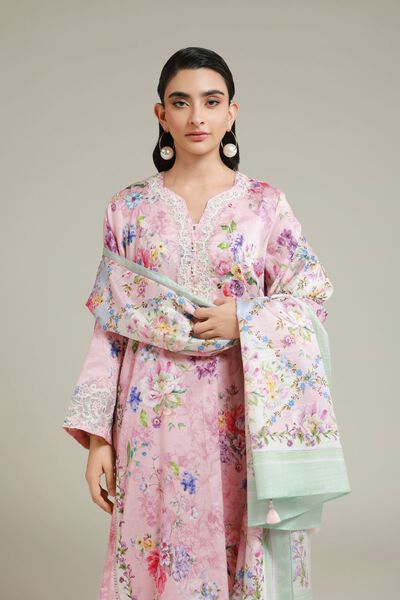 Printed | Satin | Tailored 3 Piece | USD 75.00