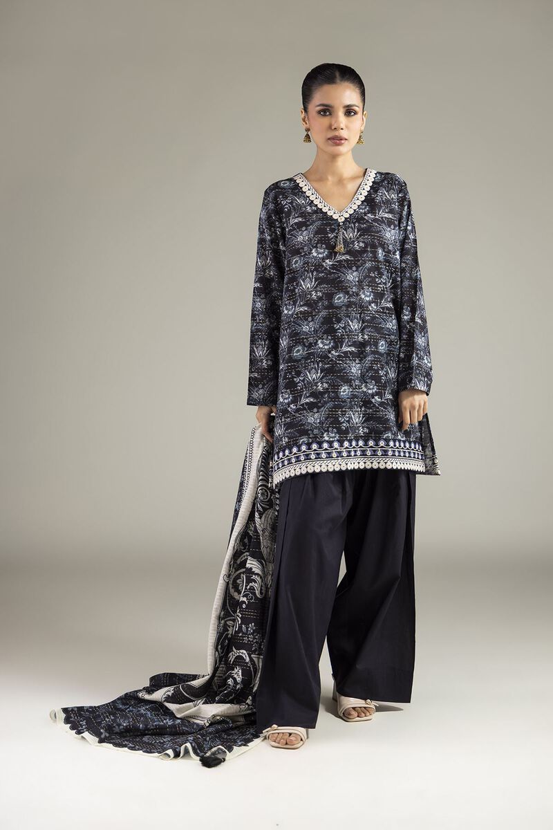 Embroidered | Mesuri Dobby | Black 3-Piece Tailored | USD 70.00
