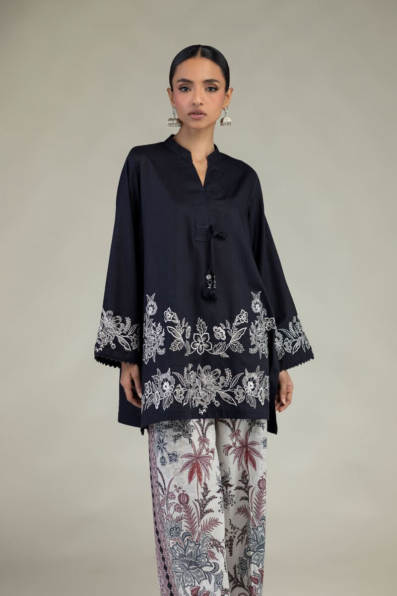 Embroidered | Cotton Dobby | Short V-Neck Kurta | USD 40.00