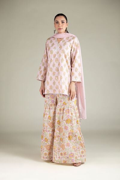 Embroidered | Cotton Viscose | Wide Floral Pants | USD 30.00