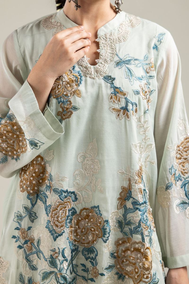 Paper Silk | Mint Silk Kurta | USD 70.00