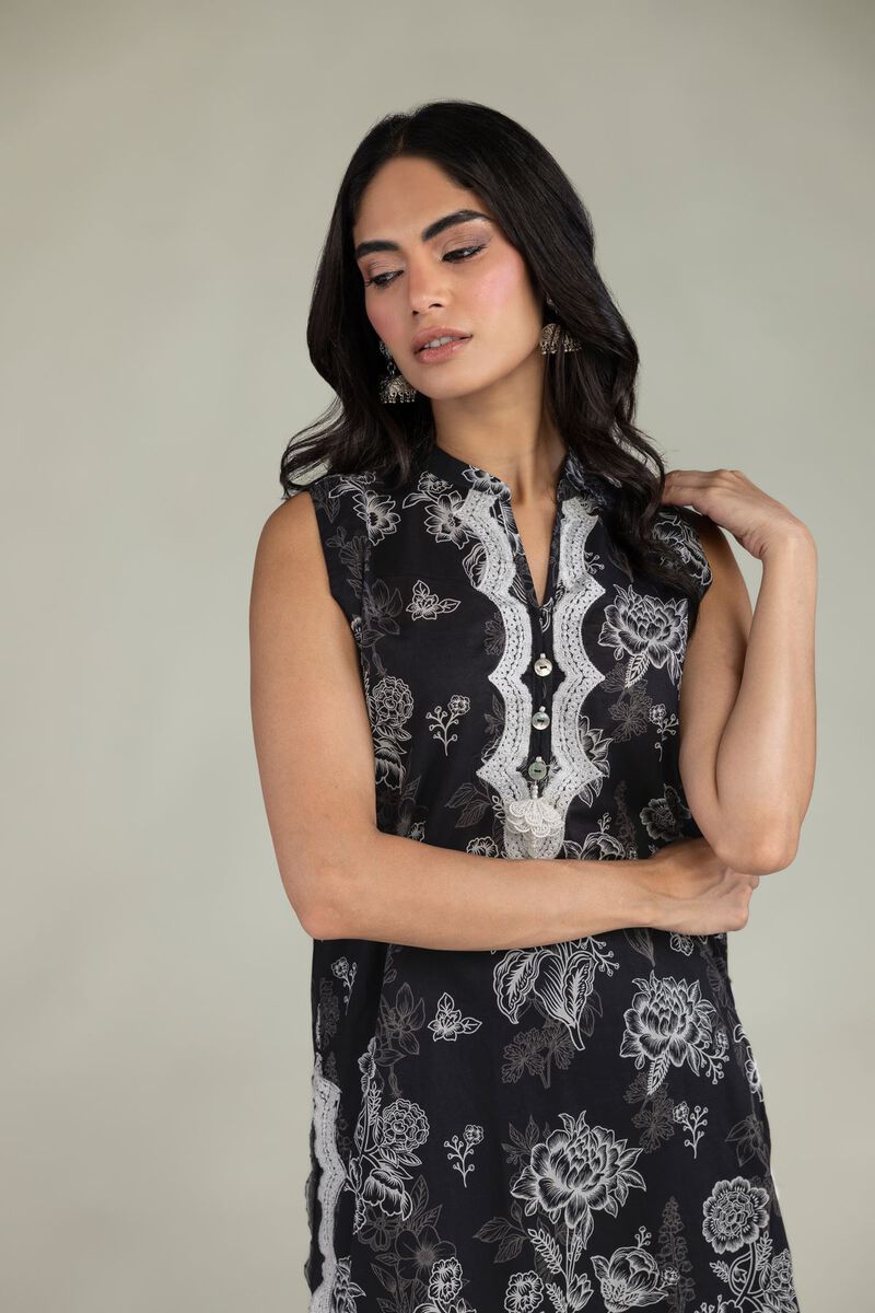 Embroidered | Cambric | Black Cambric Kurta | USD 40.00