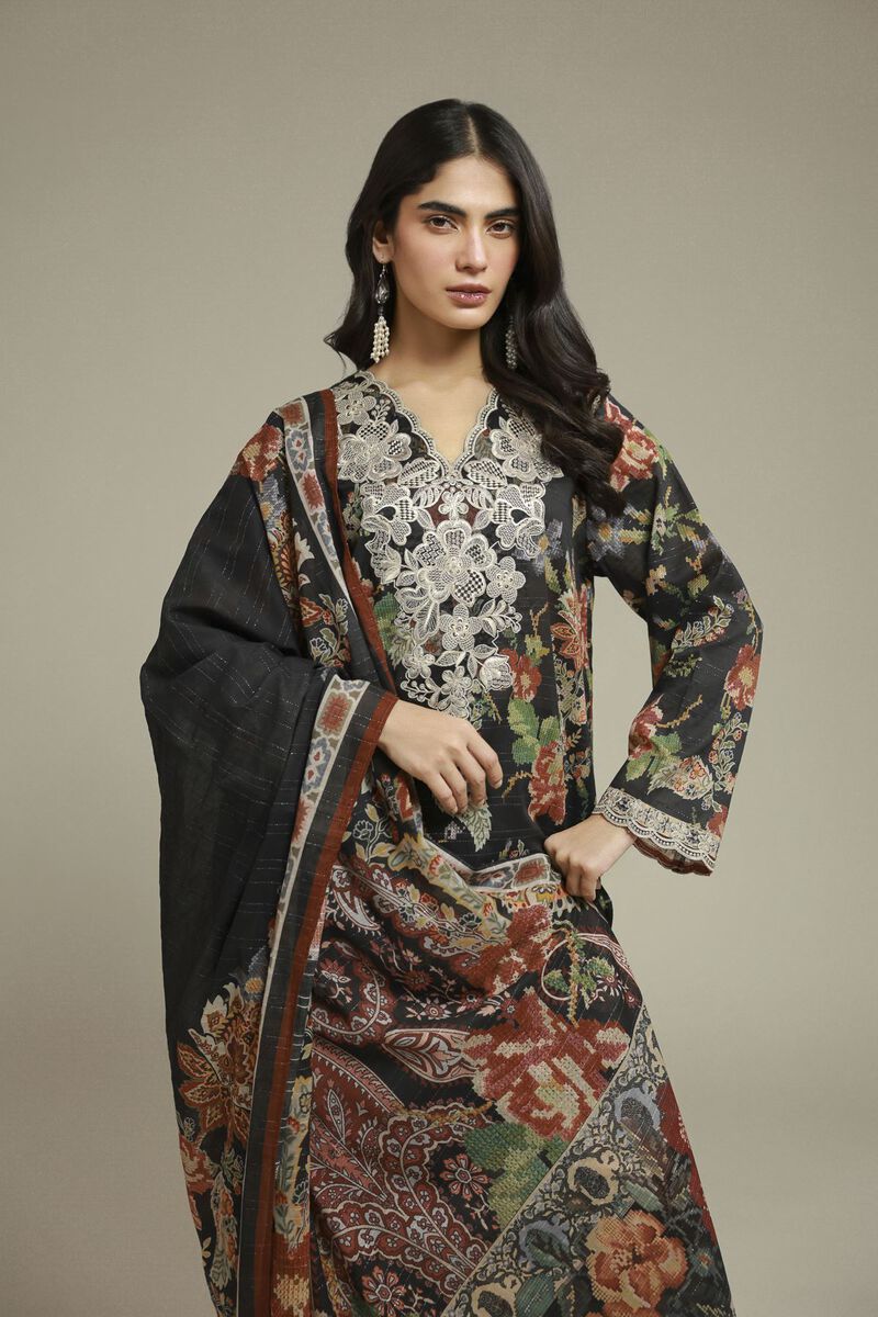 Embroidered | Mesuri | Black Tailored Set | USD 70.00