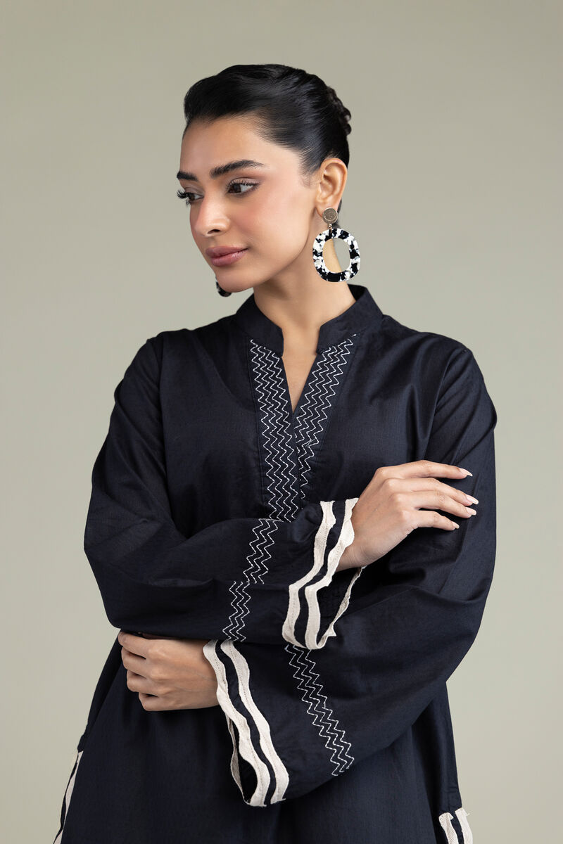 Embroidered | Cotton Dobby | Black Cotton Kurta | USD 10.50