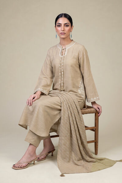 Embroidered | Light Khaddar | Longline Khaddar Kurta | USD 55.00