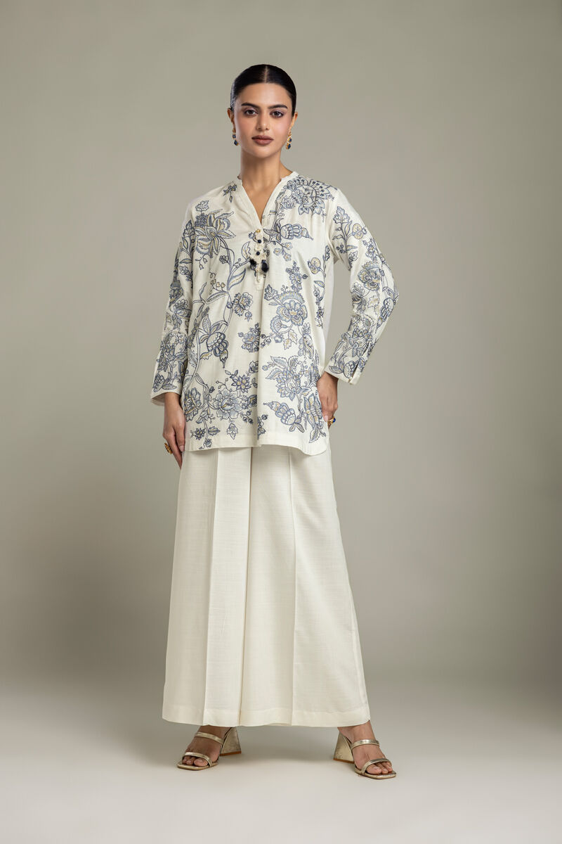Embroidered | Raw Silk | Floral Silk Kurta | USD 70.00