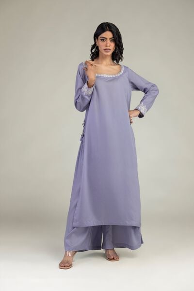 Embroidered | Lyocell | Long Lavendar Kurta | USD 40.00