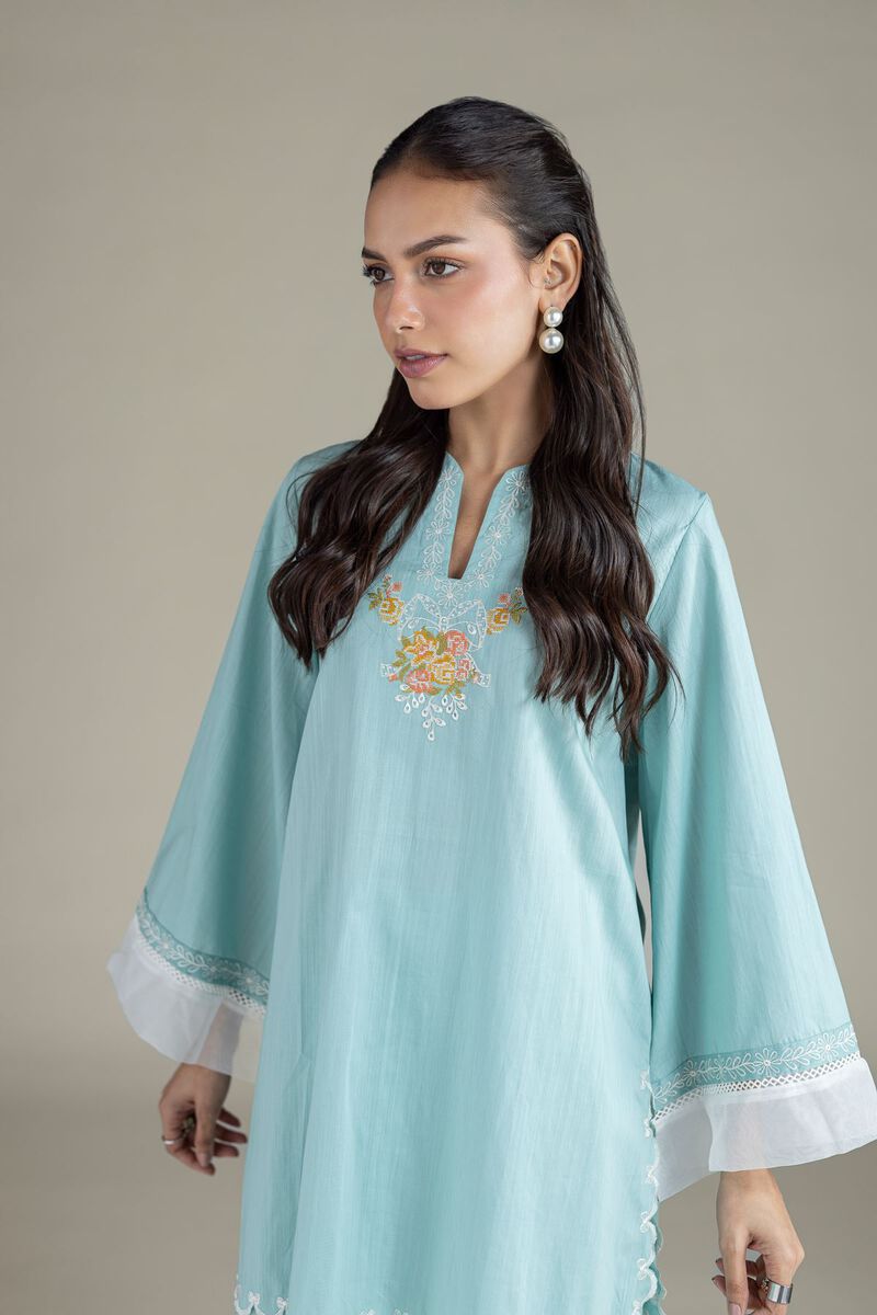 Embroidered | Textured Cambric | Short Floral Kurta | USD 40.00