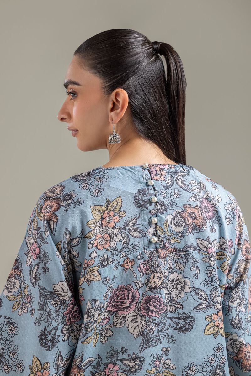 Embroidered | Cotton Dobby | Blue Longline Kurta | USD 35.00