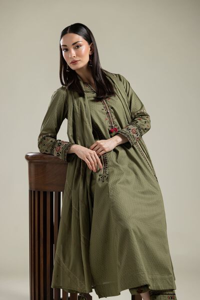 Embroidered | Lawn | Lawn Olive Dupatta | USD 30.00