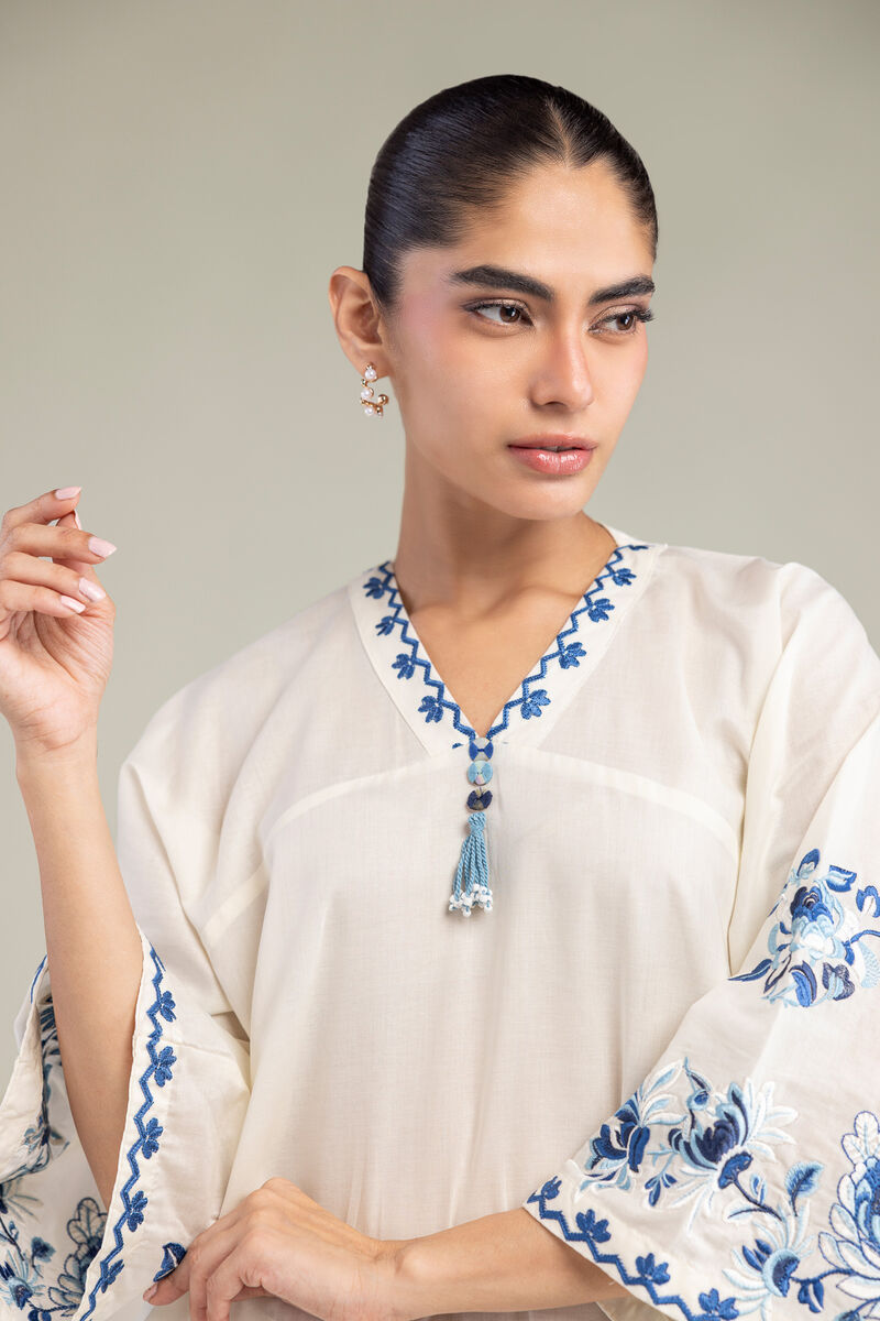 Embroidered | Cambric | Long Floral Kurta | USD 45.00