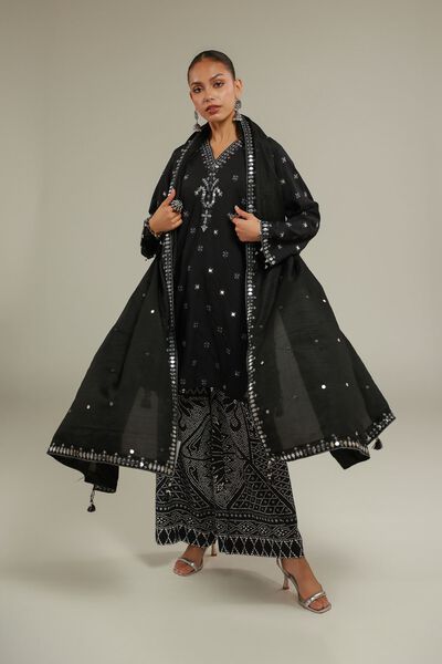 Embroidered | Raw Silk | Relaxed Ajrak Pants | USD 35.00