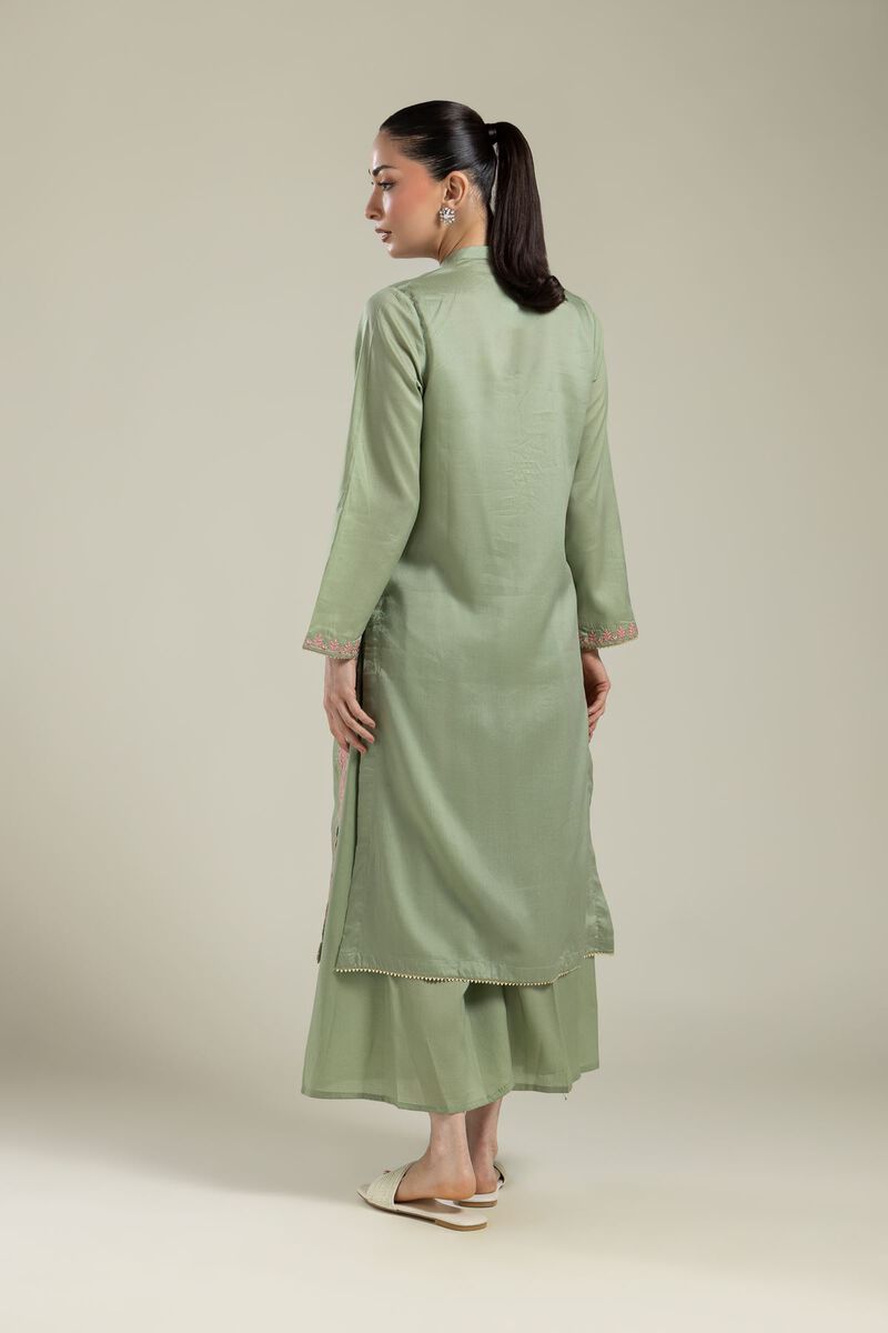 Embroidered | Textured Weave | Long Mint Kurta | USD 40.00