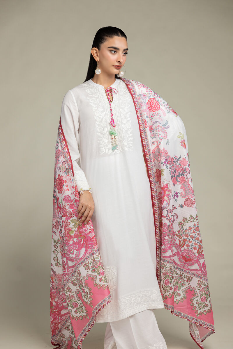 Embroidered  | Polyester Silk | Floral Silk Dupatta | USD 30.00